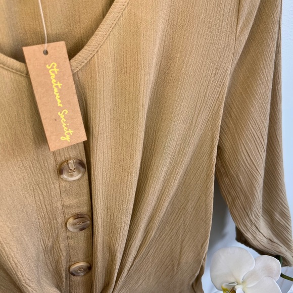 Full-sleeve summer blouse with a front knot (bow) - Picture 7 of 10